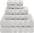 American Soft Linen Luxury 6 Piece Towel Set, 2 Bath Towels 2 Hand Towel 2 Washcloths, 600 GSM 100% Cotton Turkish Towels for Bathroom, Silver Grey Towel Sets
