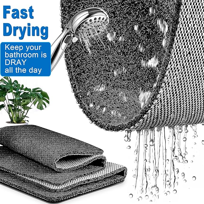 Shower Mats Non Slip for Elderly, 24x32’’Lager Loofah Loofah Bath Mats for Shower, Non-Slip Bath Mat for Elderly-Black