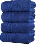 Hawmam Linen Royal Blue Hand Towels 4 Pack Turkish Cotton Premium Quality Soft and Absorbent Small Towels for Bathroom