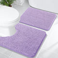 OLANLY Bathroom Rugs Sets 2 Piece, Soft Absorbent Chenille Bath Mats and U-Shaped Contour Toilet Mat Area Rug Set, Machine Washable Bath Carpet, Home Decor Accessories(24"x16"+24"x20", Lavender)