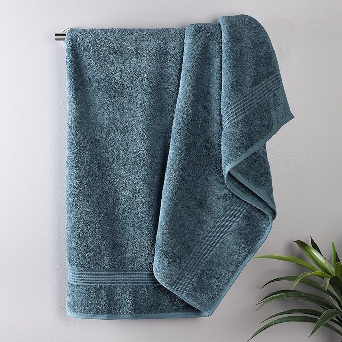 Superior Egyptian Cotton Bath Towel Set, Home Bathroom Towels, Master, Guest Bath, Decor Essentials, Quick Dry, Absorbent, Large Body Towels, Spa, Hotel, Resort, Adult, Kids, Set of 2, Sapphire