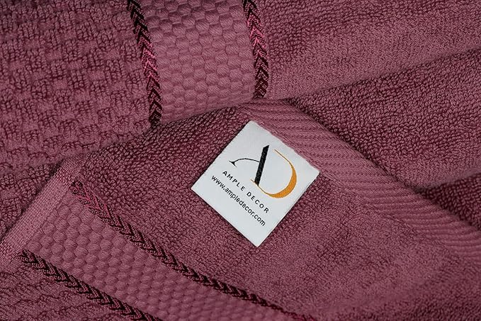 Ample Decor 100% Cotton Washcloths Set of 50 - Highly Absorbent, Popcorn Textured - Mulaayam Collection - Grape Purple 12 X 12 Inch