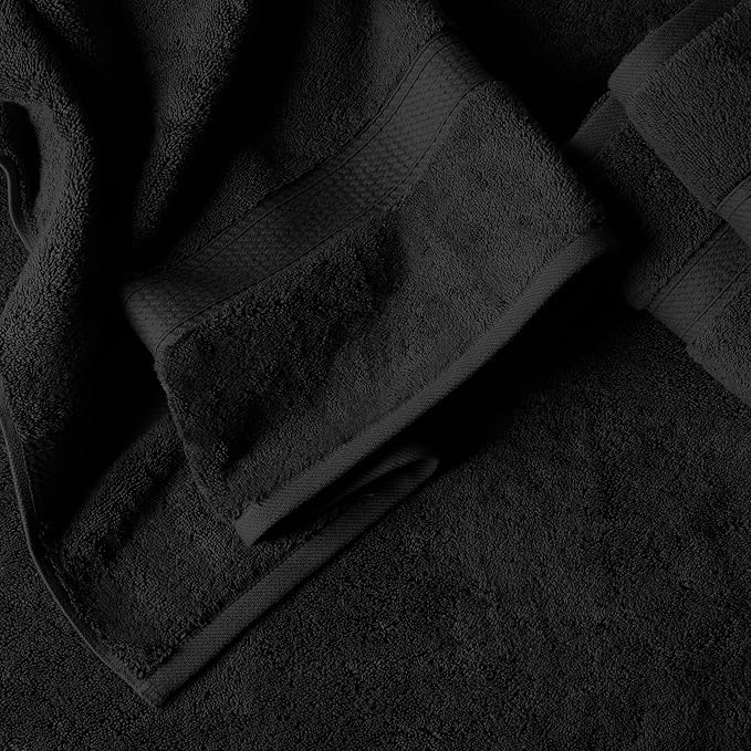 Superior Egyptian Cotton Pile 6 Piece Towel Set, Includes 2 Bath, 2 Hand, 2 Face Towels/Washcloths, Ultra Soft Luxury Towels, Thick Plush Essentials, Guest Bath, Spa, Hotel Bathroom, Black