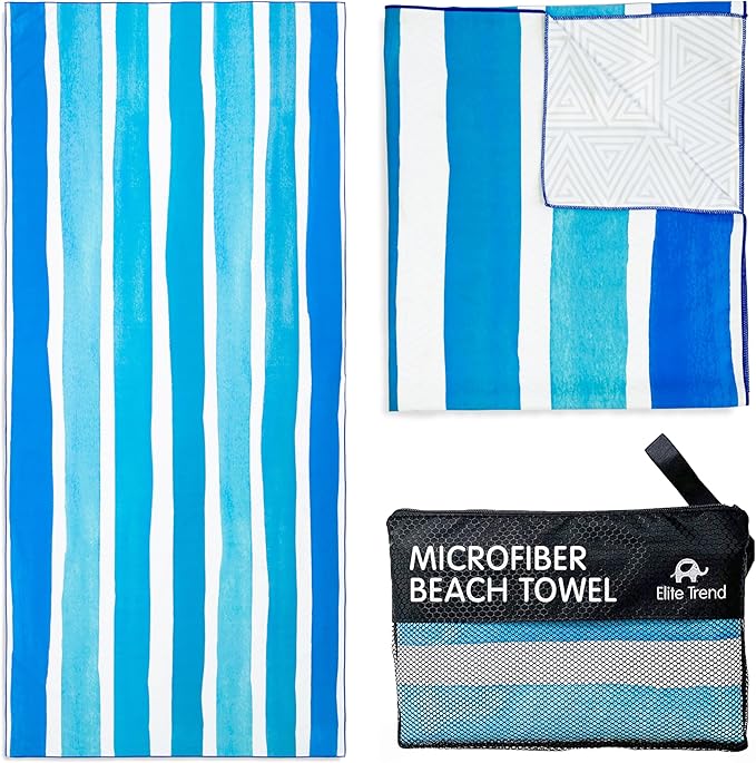 Quick Dry Towel Extra Large 78x35 Inch - Microfiber Beach Towel - Perfect for Beach, Travel, Swimming, Pool, Yoga, Hiking, Camping - Lightweight, Fast Drying, Compact for Adults (Maldives)