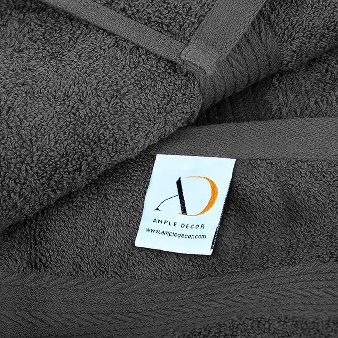 Ample Decor Hand Towels for Bathroom 18 X 28 Inch 600 GSM 100% Cotton, Soft Absorbent - 2 Pcs Gray