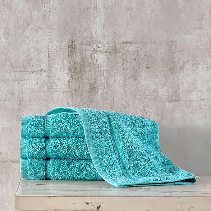 Teal Turquoise Washcloth Linen Set Premium Original Turkish Cotton, Hotel Quality for Maximum Softness & Absorbency for Face, Hand, Kitchen & Cleaning
