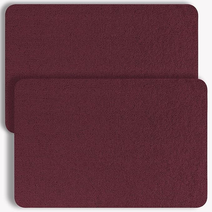 Non-Slip Bathtub Mat, 2 Pack Anti Slip Shower Mat, Fast Drying Bathtub Mats, Foot Scrubber Mat, Anti Slip Mat for Tub, Floor, Bathroom, Kitchen, Home, Hotel (Wine Red 24"×16"+24"×16")