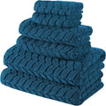 BAGNO MILANO Turkish Cotton Ultra-Soft Plush Absorbent Quick Dry Bathroom Towel Set, Made in Turkey (PetrolBlue, 6 pcs Towel Set)