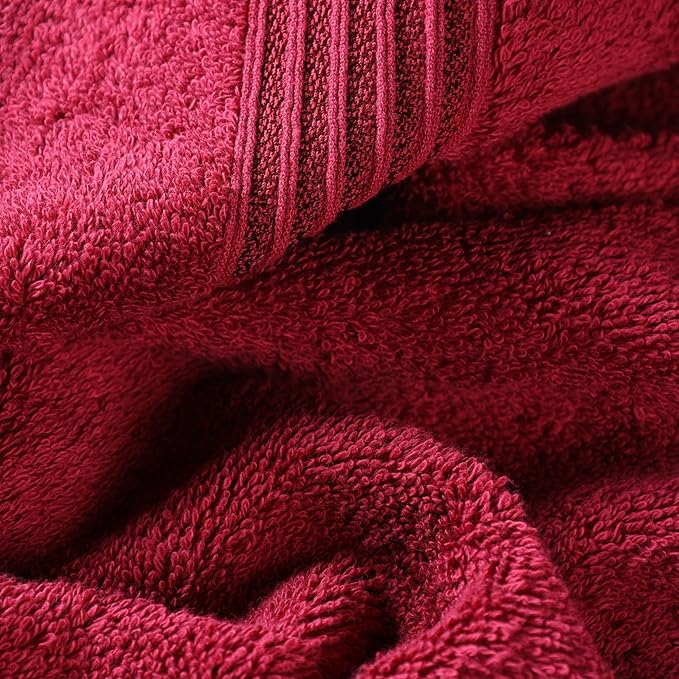 Superior Egyptian Cotton Bath Towel Set, Home Bathroom Towels, Master, Guest Bath, Decor Essentials, Quick Dry, Absorbent, Large Body Towels, Spa, Hotel, Resort, Adult, Kids, Set of 2, Burgundy