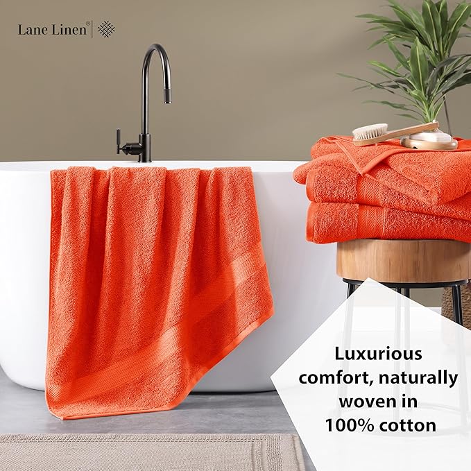 LANE LINEN 100% Cotton 4 Pack Bath Sheets Set (35"x66") - Ring Spun, Ultra Soft & Highly Absorbent Extra Large Towels - Multipurpose Premium Hotel Quality Bathroom Towel - Tiger Lily