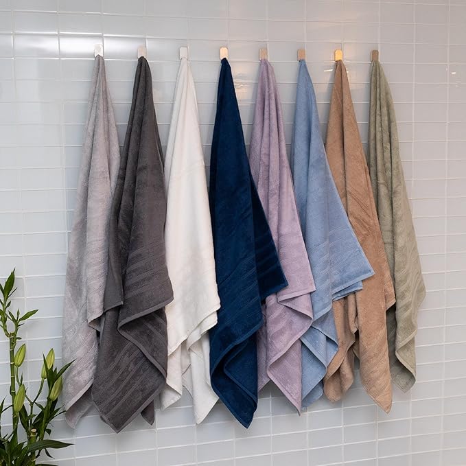 Mosobam Luxury Turkish 12pc XL Towel Set 35X70 16X30 13X13 Charcoal Gray (Dark Grey) 700 GSM Bamboo Viscose & Aegean Turkish Combed Cotton