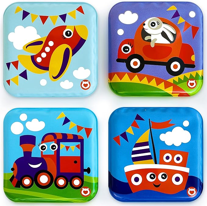 Floating Baby Bath Books - Transport Themed Bath Books for Babies, Infants - Waterproof, Mold-Free Bath Toys for Learning & Early Education