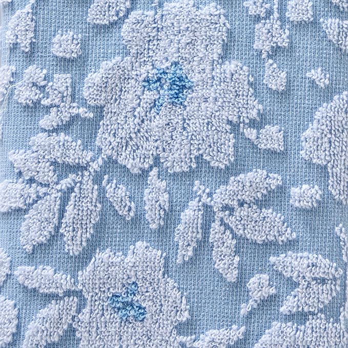SKL Home Floral Jacquard Hand Towel Set, Sky Blue, 2 Count