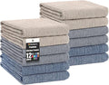 Homaxy Premium Kitchen Towels(18”x 28”, 12 Pack), Large Cotton Kitchen Hand Towels, Flat and Terry Dish Towels, 380 GSM Highly Absorbent Tea Towel Set with Hanging Loop, Multicolor