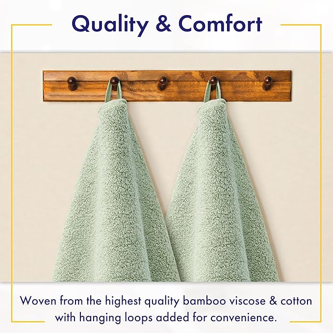Ultra Soft & Plush Viscose from Bamboo Bath Sheets - 700 GSM Pack of 2 - Extra Large 70x35 in - Super Absorbent & Quick Drying (Eucalyptus Green)