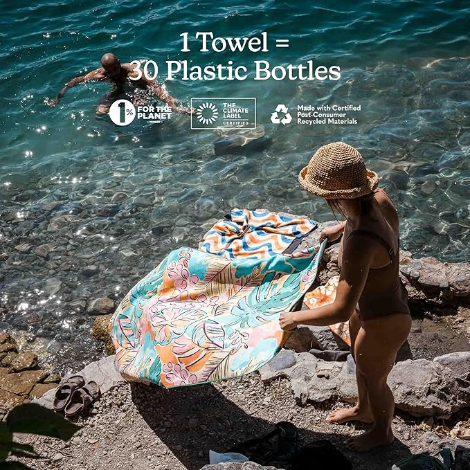 Nomadix Original Towel - Perfect for Beach, Pool, Travel, Camping, Yoga - Made with Recycled Materials - Super Absorbent - Sand Resistant - Jungle - 72.5x30