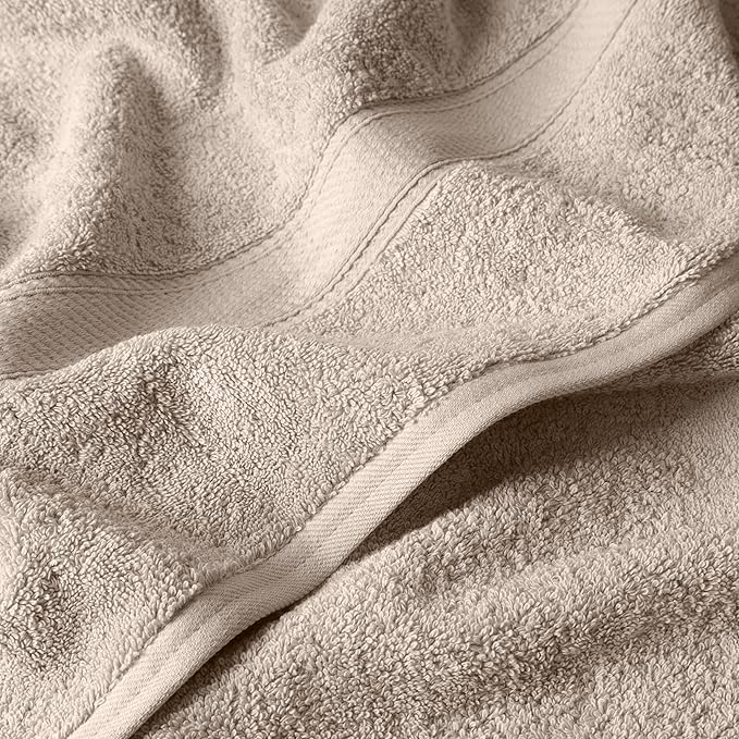Superior Egyptian Cotton Pile 6 Piece Towel Set, Includes 2 Bath, 2 Hand, 2 Face Towels/Washcloths, Ultra Soft Luxury Towels, Thick Plush Essentials, Guest Bath, Spa, Hotel Bathroom, Stone