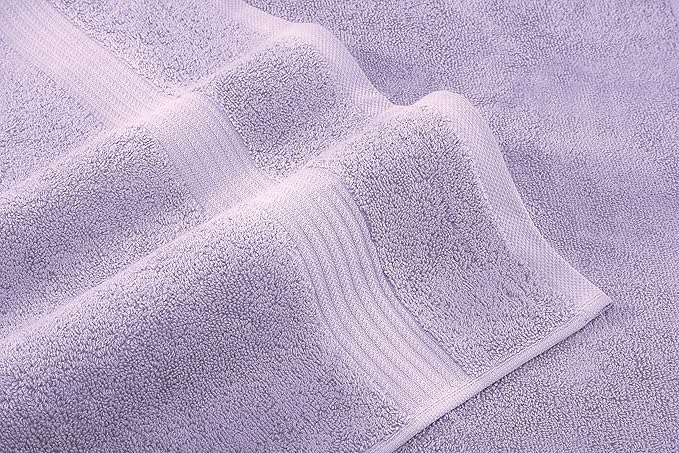 American Veteran Towel, 6 Piece Towel Set for Bathroom, 100% Cotton Turkish Bathroom Towels, 2 Bath Towels 2 Hand Towels 2 Washcloths, Lilac