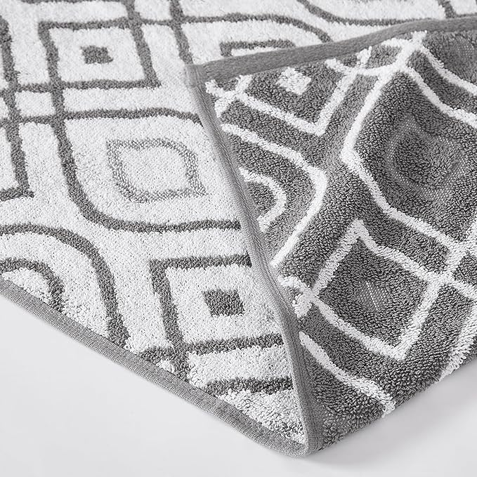 Modern Threads Oxford 6-Piece 100% Cotton Towel Set – Yarn Dyed Jacquard & Solid – Includes 2 Bath Towels, 2 Hand Towels, 2 Washcloths – Absorbent, Quick Dry, Soft & Durable – Gray