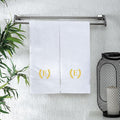 Monogrammed Hand Towels for Bathroom Makeup, Personalized Turkish Cotton Towel with Embroidery, Gift for Weddings, Housewarming, Anniversaries, and Bridal Showers, Set of 2 (Gold, Initial E)