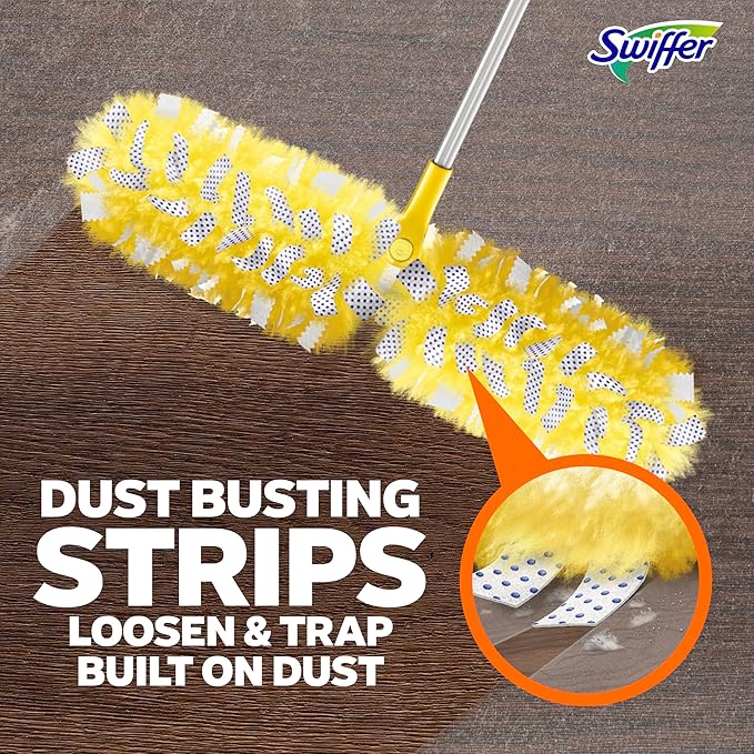 Swiffer Duster Kit with 6 ft Super Extendable Handle, Heavy Duty Starter Kit with 8 Refills