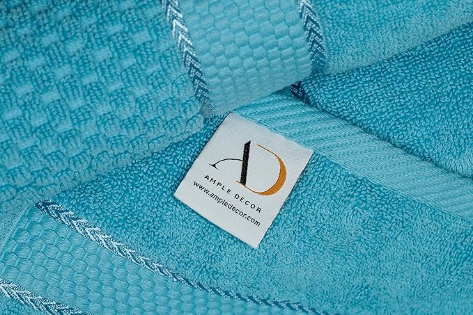 Ample Decor Sky Blue Wash Cloth Set of 10 100% Cotton - Quick Dry, Highly Absorbent, Popcorn Textured - Mulaayam Collection - 12 X 12 Inch