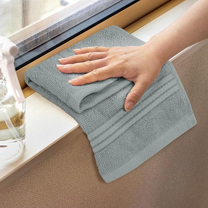 Utopia Towels 12 Pack Premium Wash Cloths Set, 12 by 12 Inches, 100% Cotton Ring Spun, Highly Absorbent and Soft Feel Washcloths for Bathroom, Spa, Gym, and Face, Cool Grey
