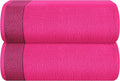 Belizzi Home Cotton 2 Pack Oversized Bath Sheet 35 x 70, Large Bath Sheet, Ultra Absorbent, Compact, Eco-Friendly and 100% Recyclable, Quick Drying and Lightweight Towel - Hot Pink