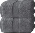 White Classic Luxury Soft Bath Sheet Towels - 650 GSM Cotton Luxury Bath Towels Extra Large 35x70 | Highly Absorbent and Quick Dry | Hotel Quality Extra Large Bath Towels Oversized, Dark Grey, 2 Pack