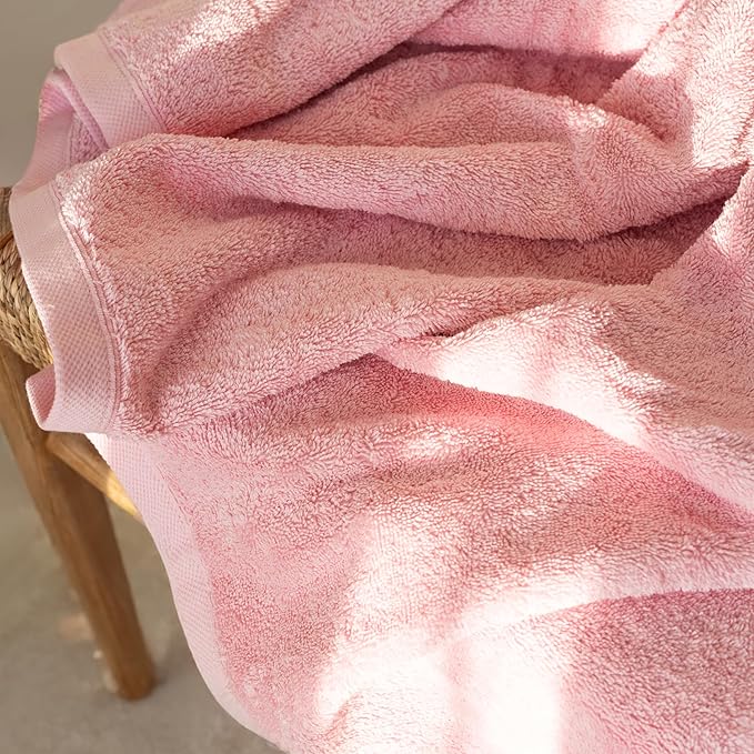 SALBAKOS 100% Turkish Cotton Jumbo Bath Sheet Towel Oversized 40x80 inch | Premium Hotel & Spa Quality, Soft, Absorbent, XL Bath Towels | Made in Turkey (Pack of 1, Rose, Jumbo Bath Sheet)