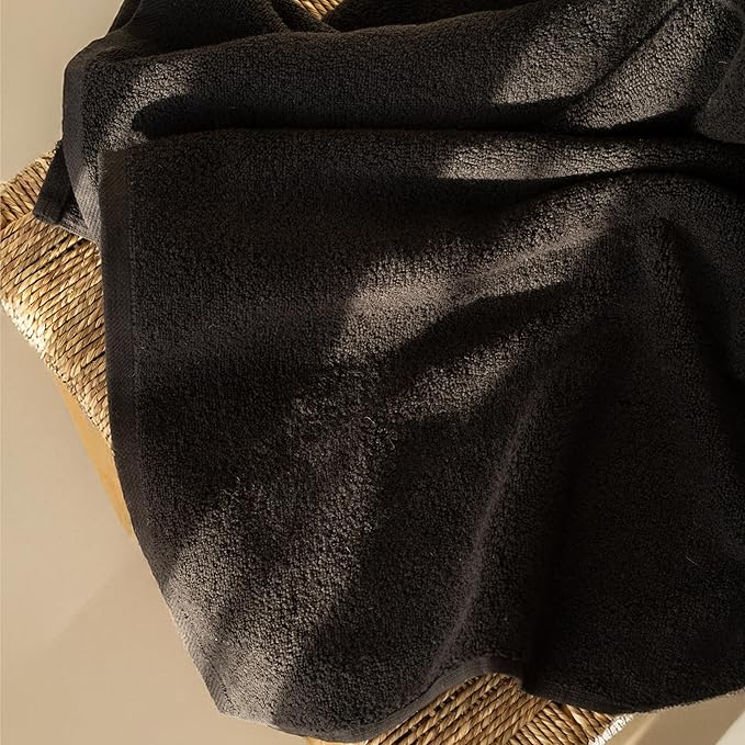 SALBAKOS 100% Turkish Cotton Jumbo Bath Sheet Towel Oversized 40x80 inch | Premium Hotel & Spa Quality, Soft, Absorbent, XL Bath Towels | Made in Turkey (Pack of 1, Black, Jumbo Bath Sheet)