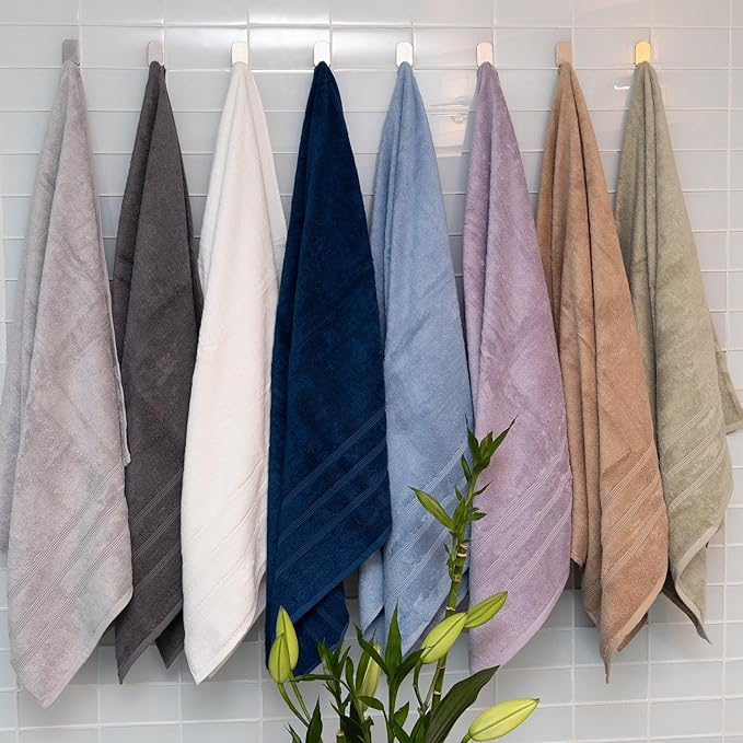 Mosobam Luxury Turkish Set of 6 Hand Towels 16X30 Charcoal Gray (Dark Grey) 700 GSM Bamboo Viscose & Aegean Turkish Combed Cotton