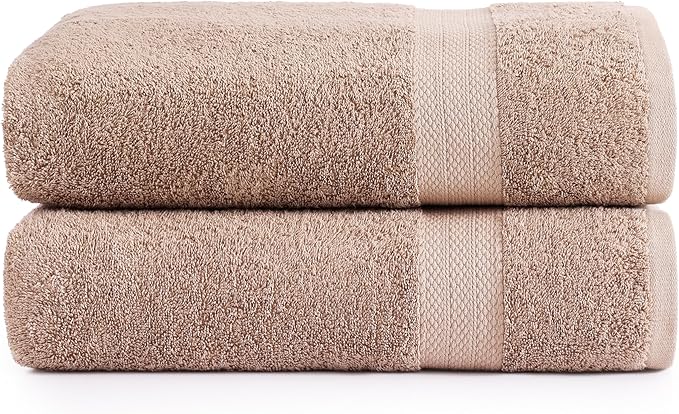 LANE LINEN 100% Natural Cotton Bath Sheets 2 Pack (35"x66") - Ring Spun Tech Extra Large Towel Sets - Quick Dry, Soft & Absorbent Oversized Shower Towels - Holds Well After Multiple Washes - Taupe