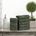 BLUENILEMILLS BNM Egyptian Cotton 6-Piece Towel Set, Includes 6 Face Towels, Attached Loop for Easy Hanging and Storage, Hotel Quality, Perfect for Bathroom, Gym, Shower Space, or Spa, Forest Green