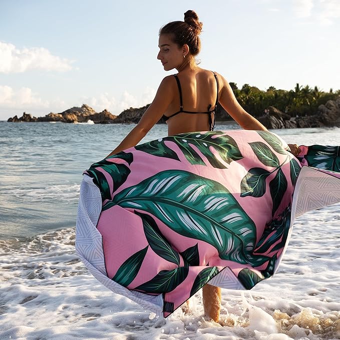 Quick Dry Towel Extra Large 78x35 Inch - Microfiber Beach Towel - Perfect for Beach, Travel, Swimming, Pool, Yoga, Hiking, Camping - Lightweight, Fast Drying, Compact for Adults (La Fashion)
