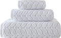 BAGNO MILANO Turkish Bath Towels, Soft Plush Jacquard Luxury Bath Towels, Quick Dry Towel Set (White, 3 pcs Towel Set)