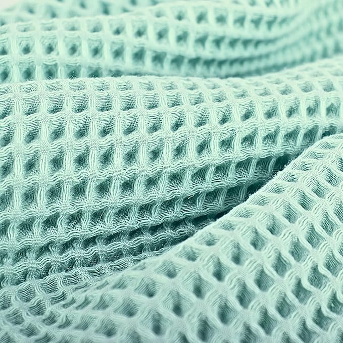 PÜSKÜL Organic Waffle Kitchen Towel 100% Turkish Cotton Set of 3 Ice Green - Premium Quality, Soft, Quick-Dry, Absorbent, Lint-Free Hand Towels 32X16 Inches (3, Ice Green)