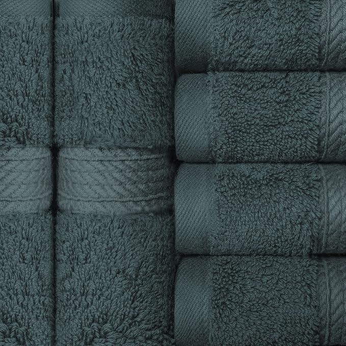 BLUENILEMILLS BNM Egyptian Cotton 6-Piece Towel Set, Includes 6 Face Towels, Attached Loop for Easy Hanging and Storage, Hotel Quality, Perfect for Bathroom, Gym, Shower Space, or Spa, Teal