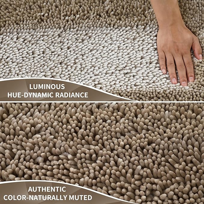 Yimobra Long Bathroom Rugs Runner 70x24 Inch, Extra Thick Soft Absorbent Chenille Bath Mat, Non Slip Machine Washable, Quick Dry Bath Rugs for Bathroom Floor, Tub and Shower, Camel