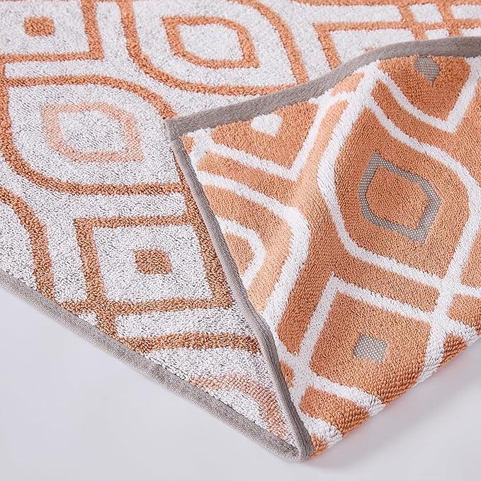 Modern Threads Oxford 6-Piece 100% Cotton Towel Set – Yarn Dyed Jacquard & Solid – Includes 2 Bath Towels, 2 Hand Towels, 2 Washcloths – Absorbent, Quick Dry, Soft & Durable – Orange