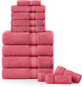 LANE LINEN 100% Cotton Bath Towel Set of 12 – 4 Bath, 4 Hand Towel & 4 Washcloths, Zero Twist, Absorbent Softness for Daily Use, Perfect for Airbnb, Spa & Hotel, Machine Washable – Honeysuckle