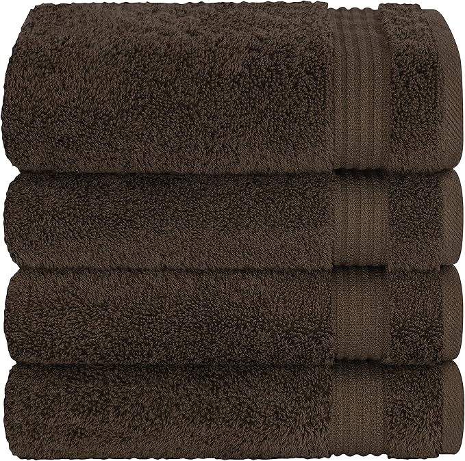Cotton Paradise Hand Towels for Bathroom, 100% Cotton Turkish 4 Piece Hand Towel Set, Soft Absorbent Face Towels, Brown Hand Towels