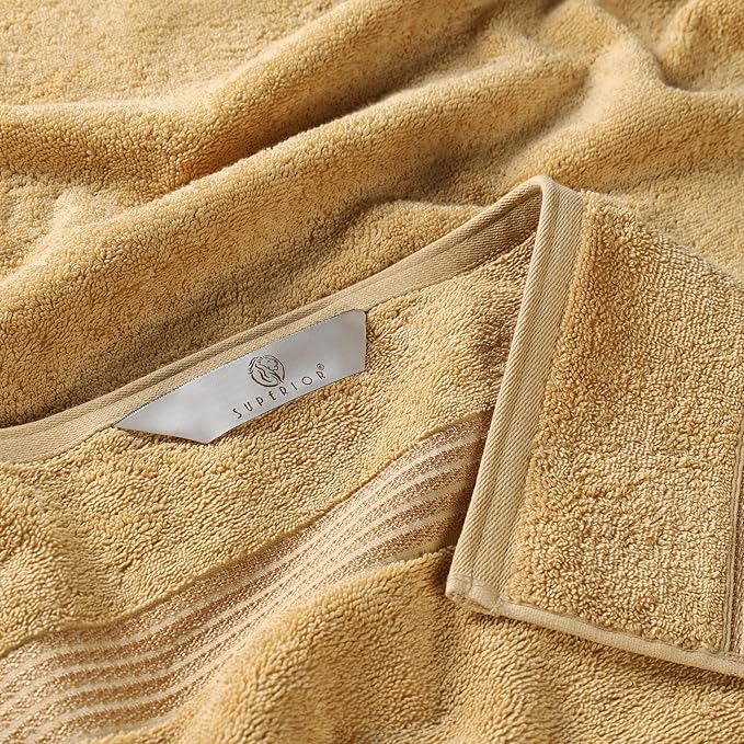 Superior Luxury Cotton Bath Towel - 6 Piece Set, Premium Egyptian Cotton Towels, Gold