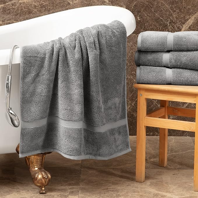 Towel Bazaar Premium Cotton Super Soft and Absorbent Turkish Towels (6-Piece Hand Towels, Gray)