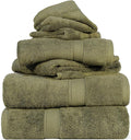 Superior Egyptian Cotton Pile 6 Piece Towel Set, Includes 2 Bath, 2 Hand, 2 Face Towels/Washcloths, Ultra Soft Luxury Towels, Thick Plush Essentials, Guest Bath, Spa, Hotel Bathroom, Forest Green