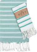 Ruvy Home Basics Turkish Hand Towels for Bathroom Set of 2 | 18"x40", Cotton | Decorative Towel for Bathroom, Kitchen, Dishcloth, Tea, Yoga, Face, Gym - Green