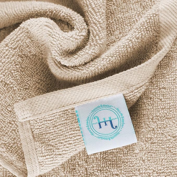 Hearth & Harbor Washcloths 12 Pack - 100% Cotton Washcloth for Body and face, High Absorbent and Soft 13"x13" Body Wash Cloth, Quick Dry - Cream Washcloths