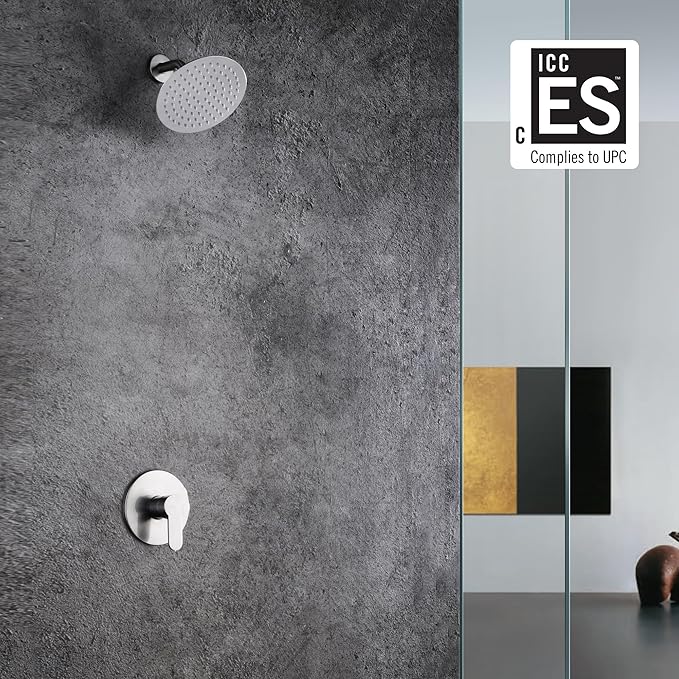 sumerain Shower Faucet Brushed Nickel,Single Handle Solid Brass Rough-in Valve with Shower Arm and Showerhead