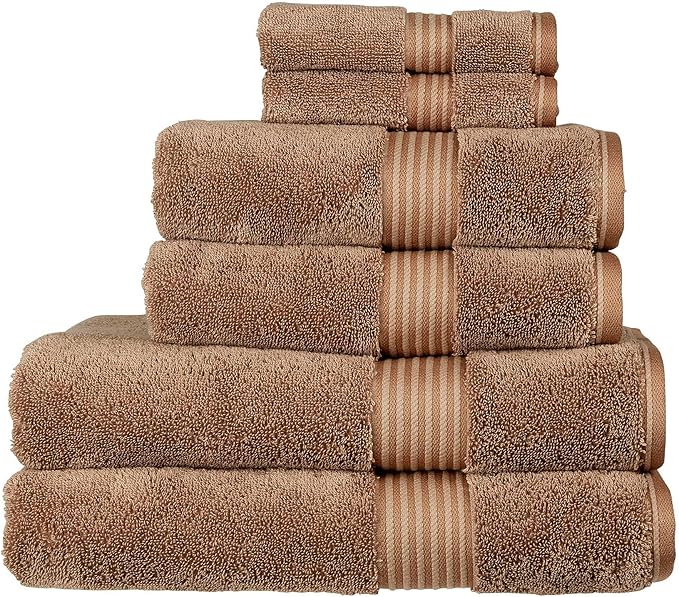 Christy Supreme Hygro 6 Piece Towel Set | Mocha Brown | 100% Luxury Supima Cotton | Ultra Soft | Super Absorbent | 650GSM | 2 Bath Towels 2 Hand Towels 2 Face Cloths