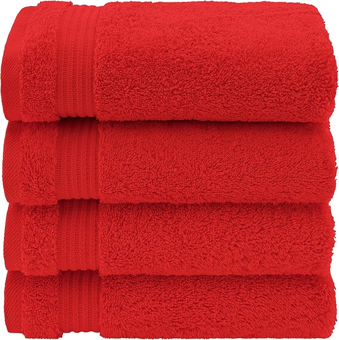 American Veteran Towel, Hand Towels for Bathroom Set of 4, 100% Cotton Turkish Hand Towel Sets, Soft Hand Face Towels, Red Hand Towels